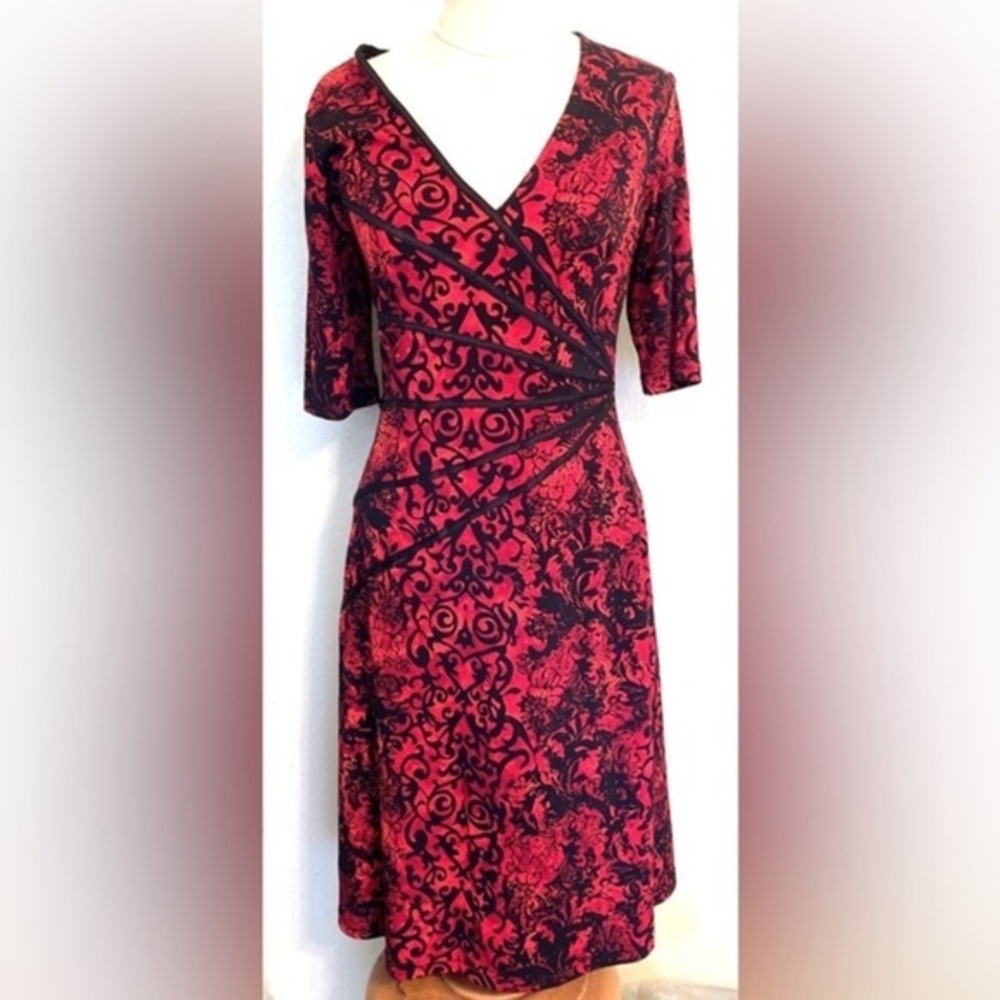 PARAGON Red Black Gothic Wrap Sheath Dress